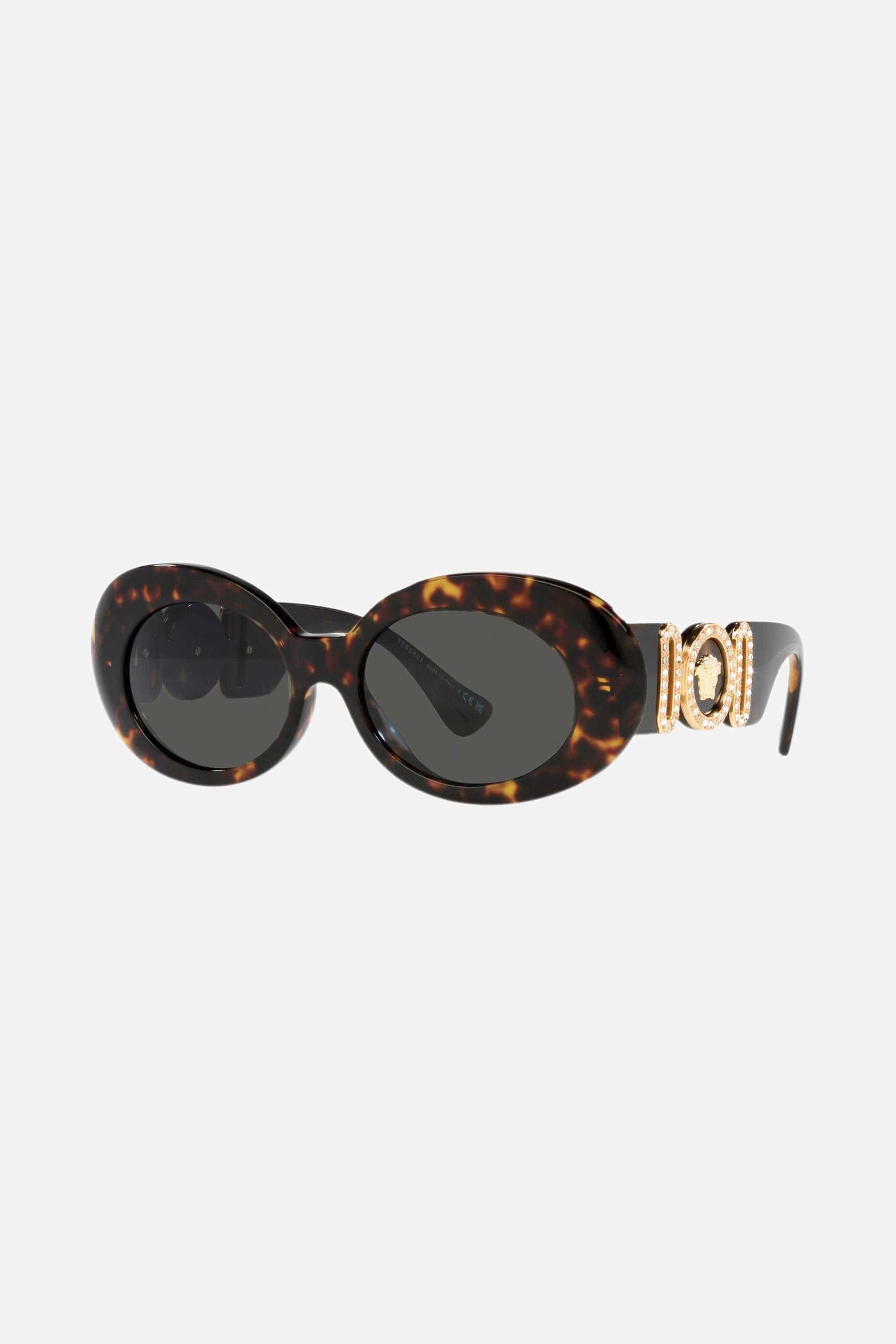 Versace biggie oval sunglasses in havana with iconic jellyfish