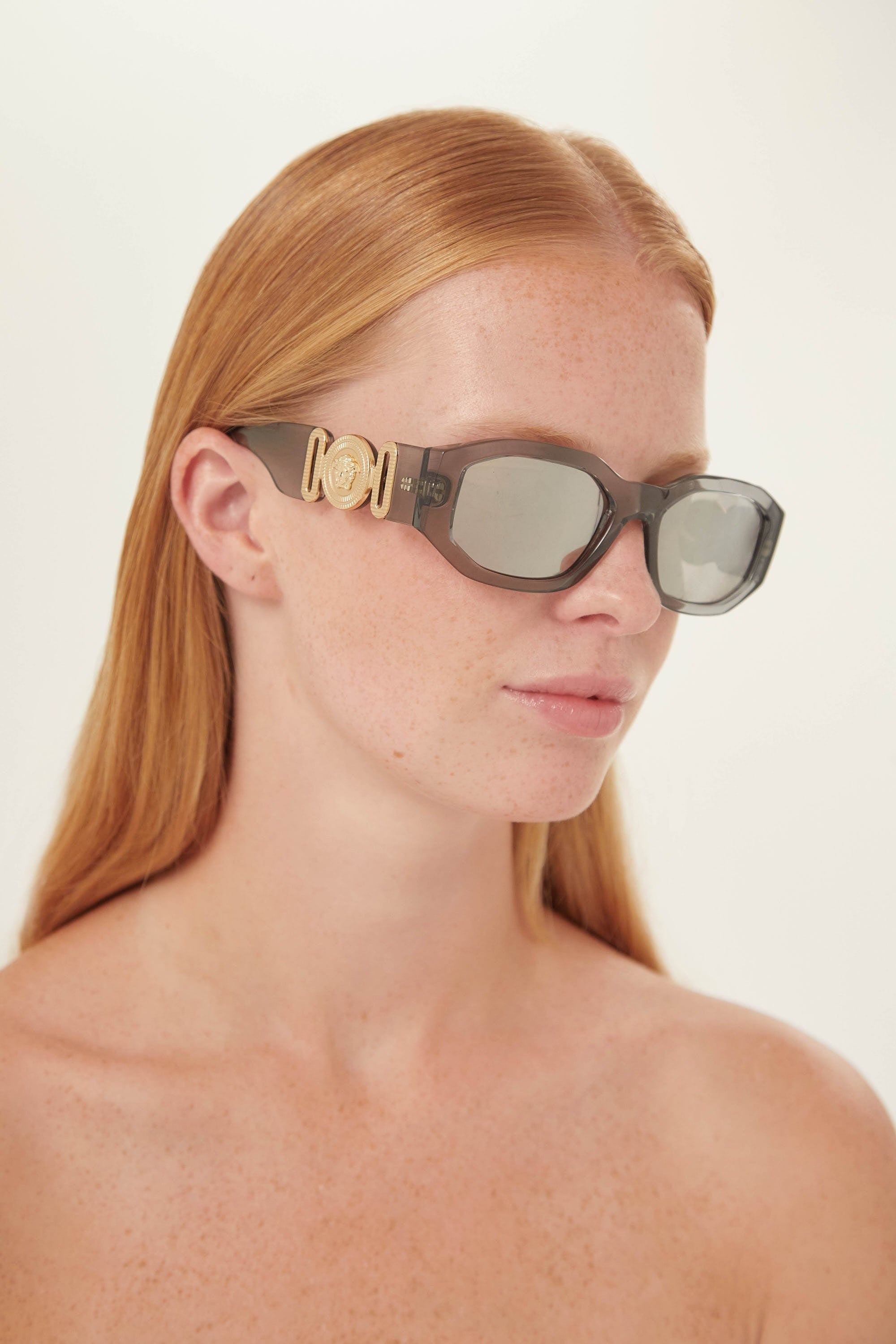 Versace biggie sunglasses in grey with iconic jellyfish