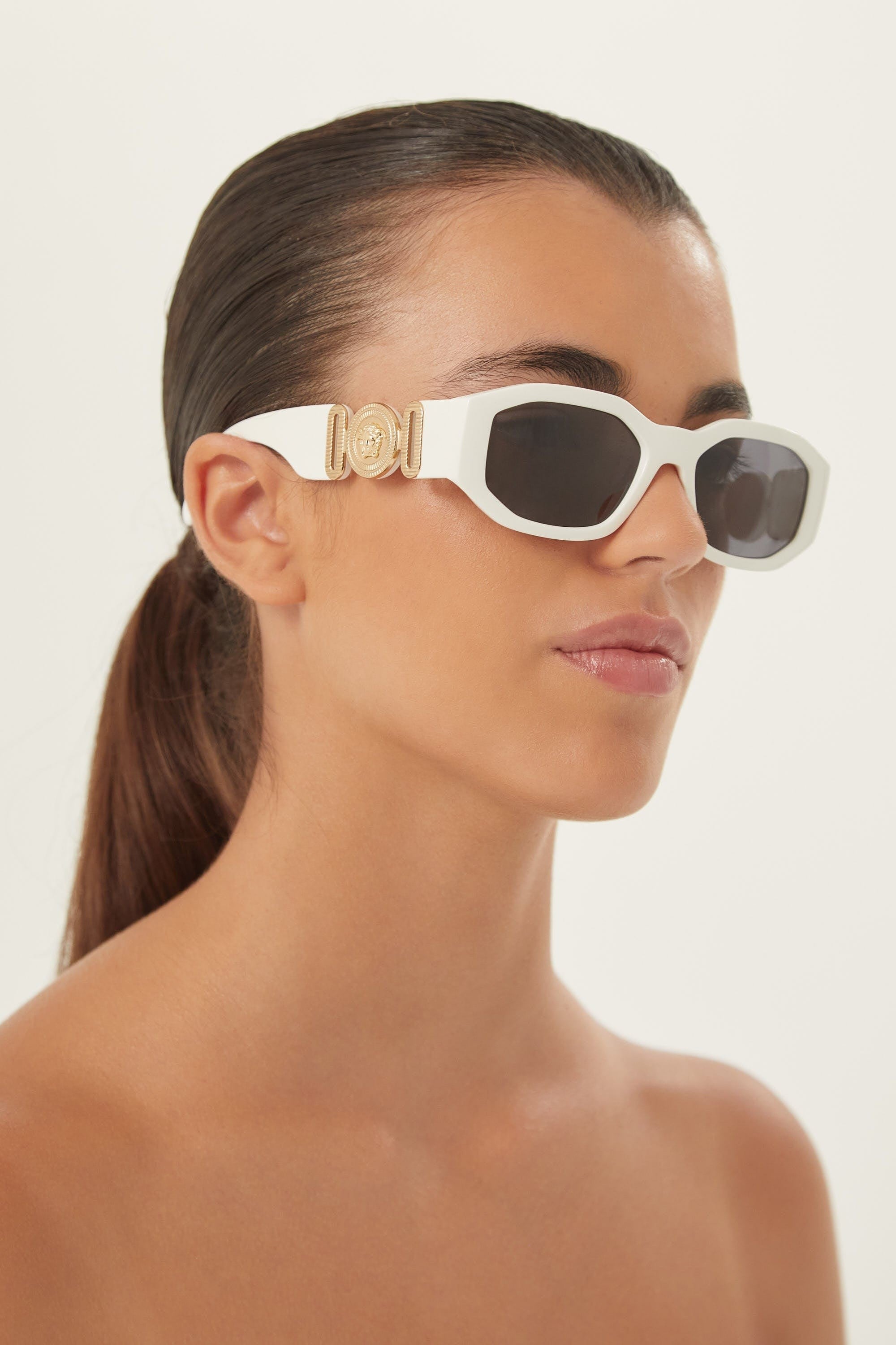 Versace biggie sunglasses in white with iconic jellyfish