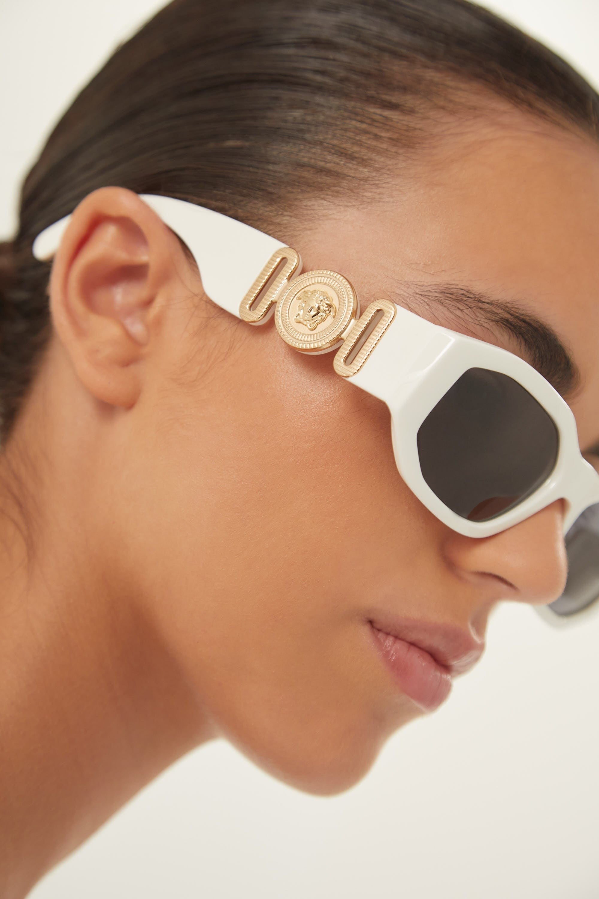 Versace biggie sunglasses in white with iconic jellyfish