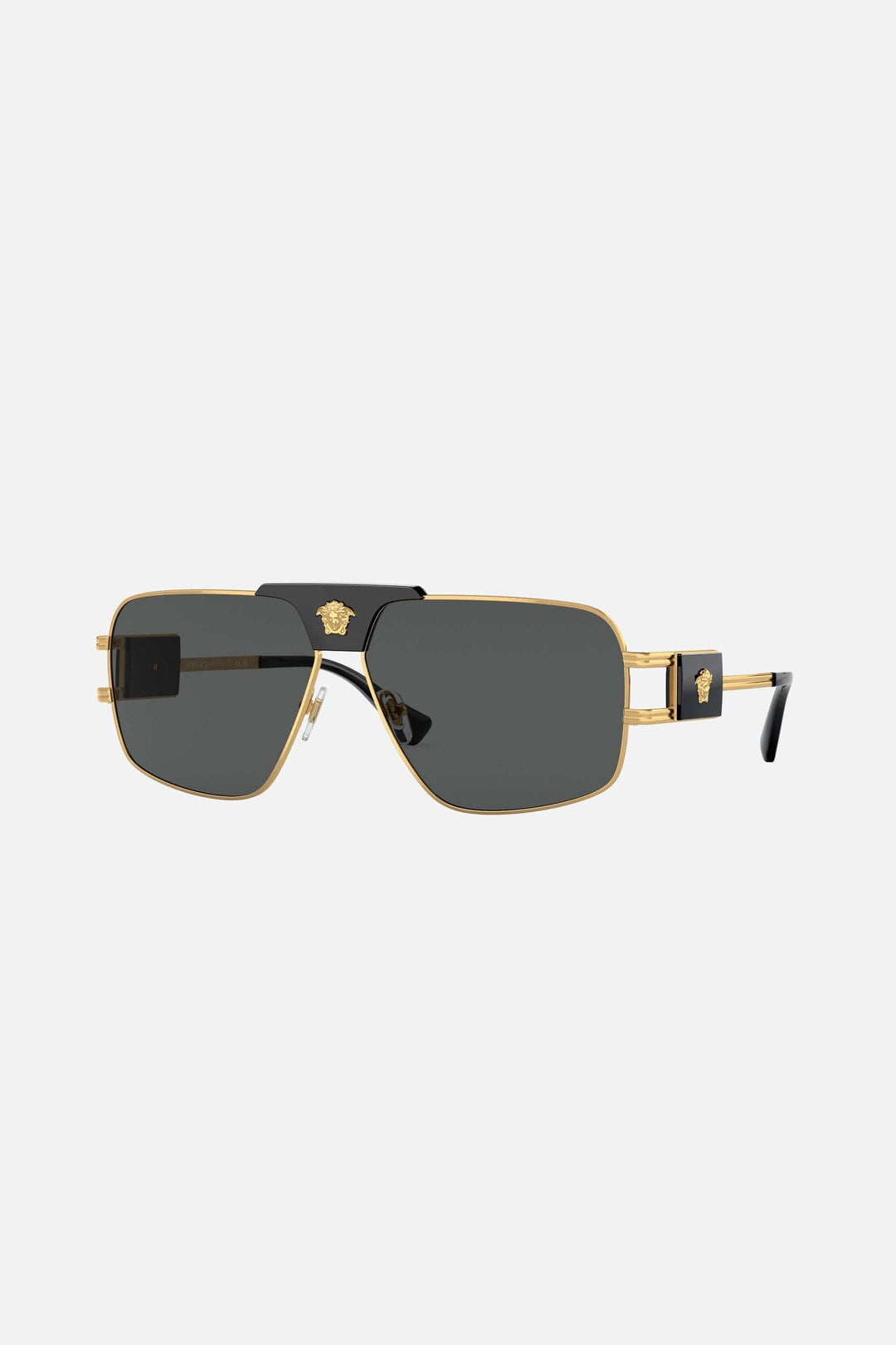 Versace black metal pilot sunglasses with gold details