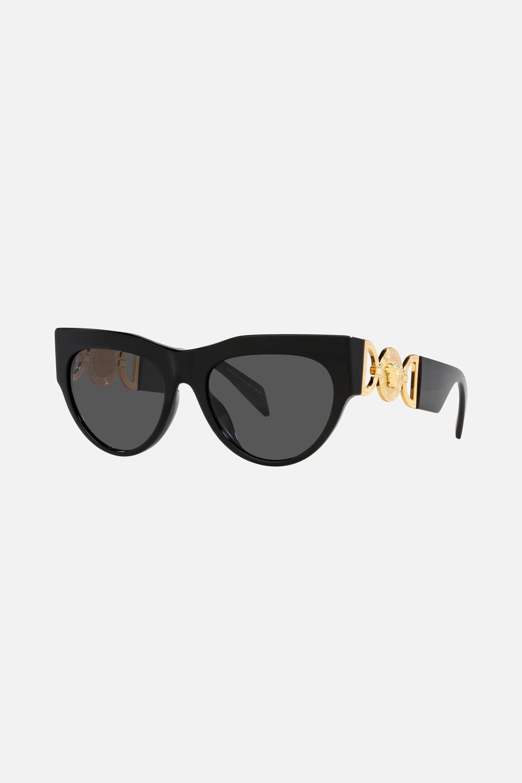 Versace cat-eye black sunglasses with gold logo