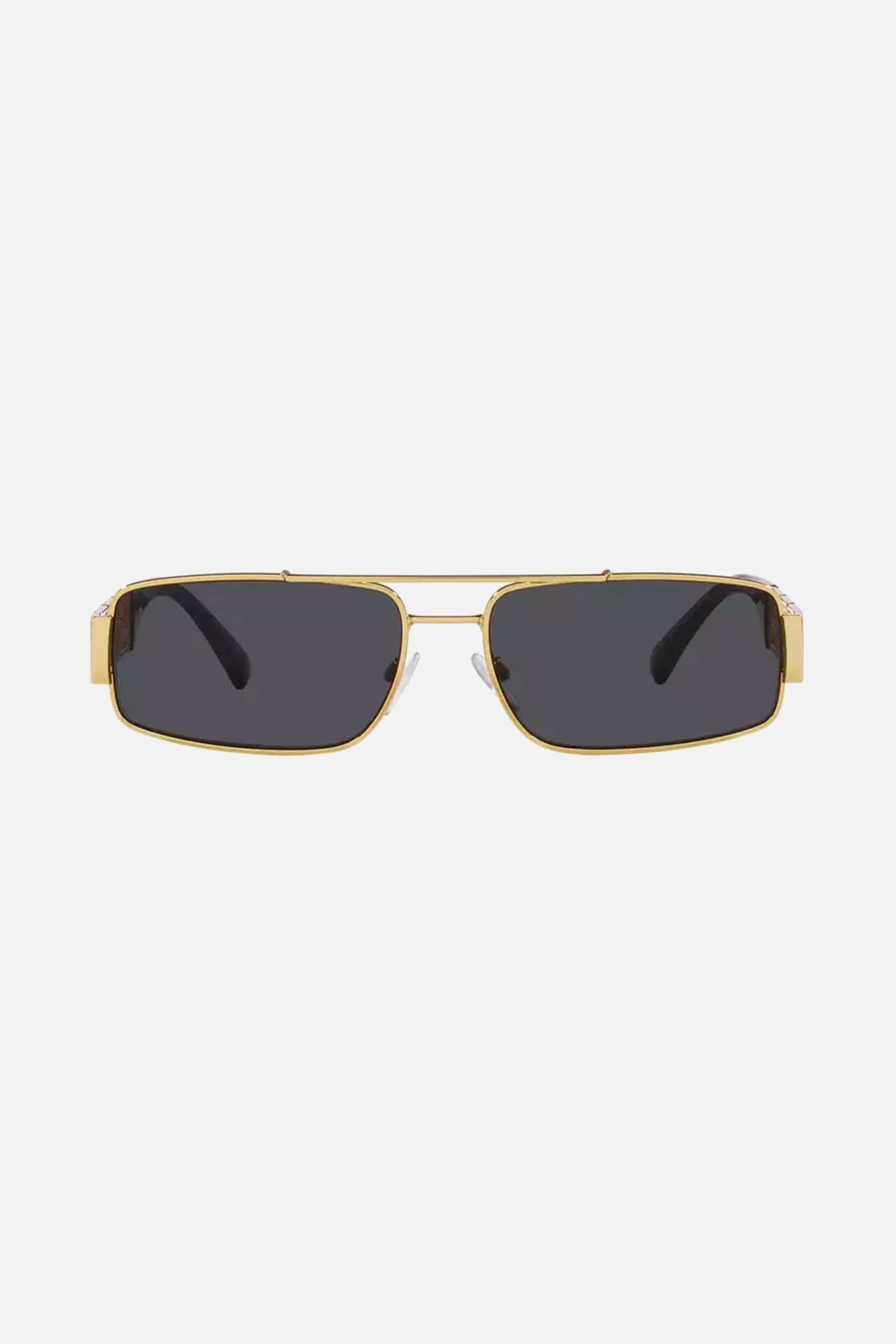 Versace rectangular gold metal pilot sunglasses