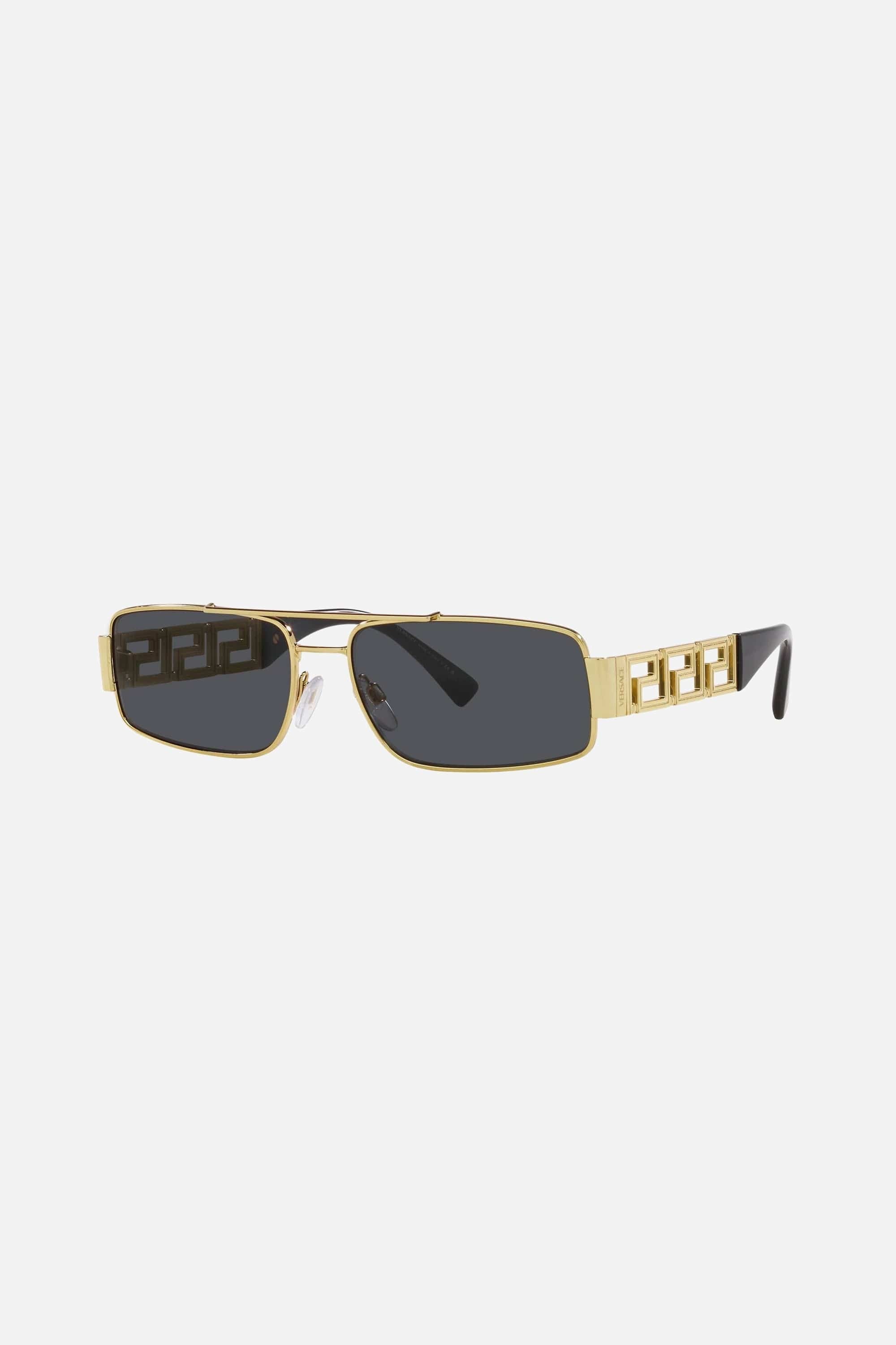 Versace rectangular gold metal pilot sunglasses