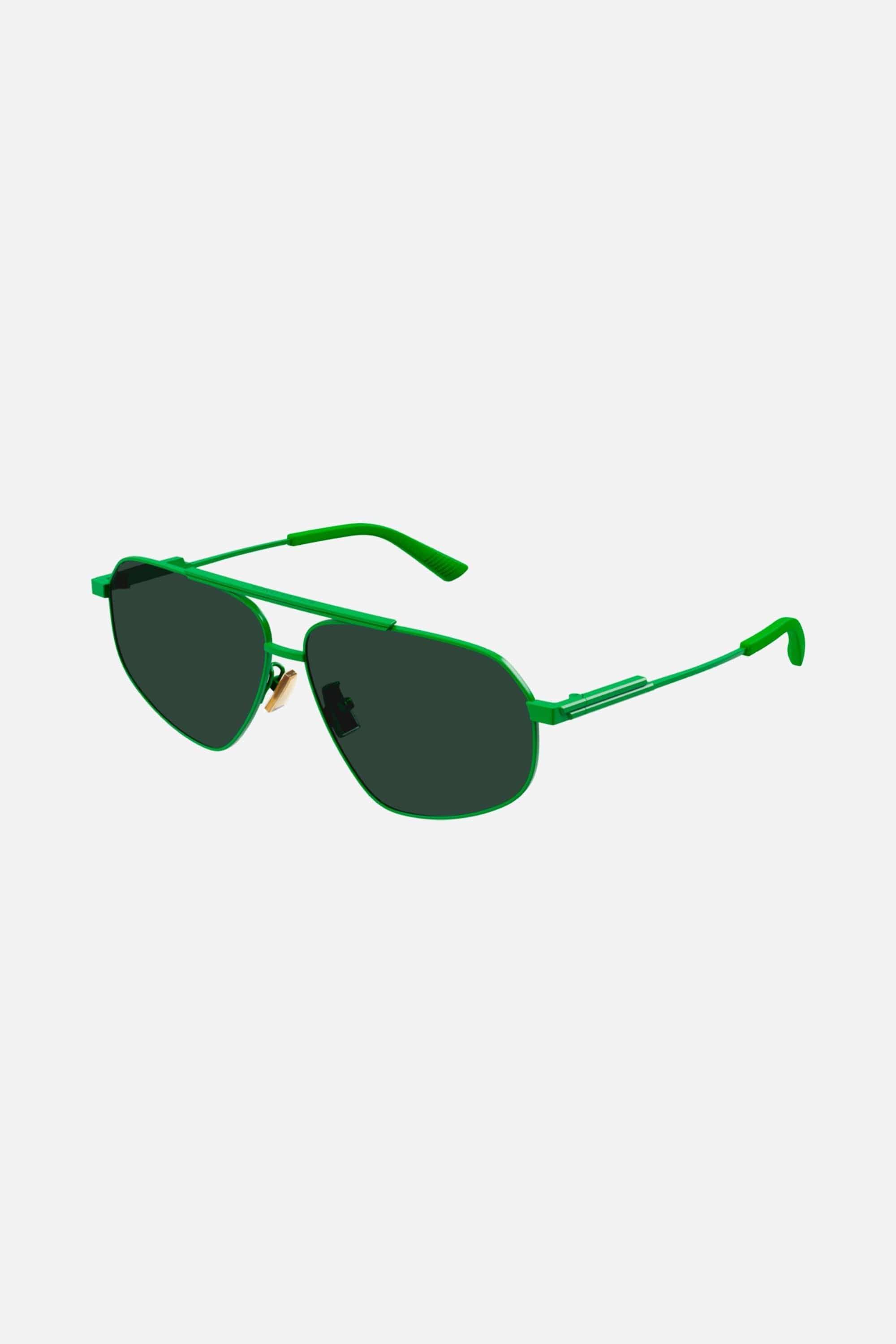 Bottega Veneta geometric caravan metal green sunglasses