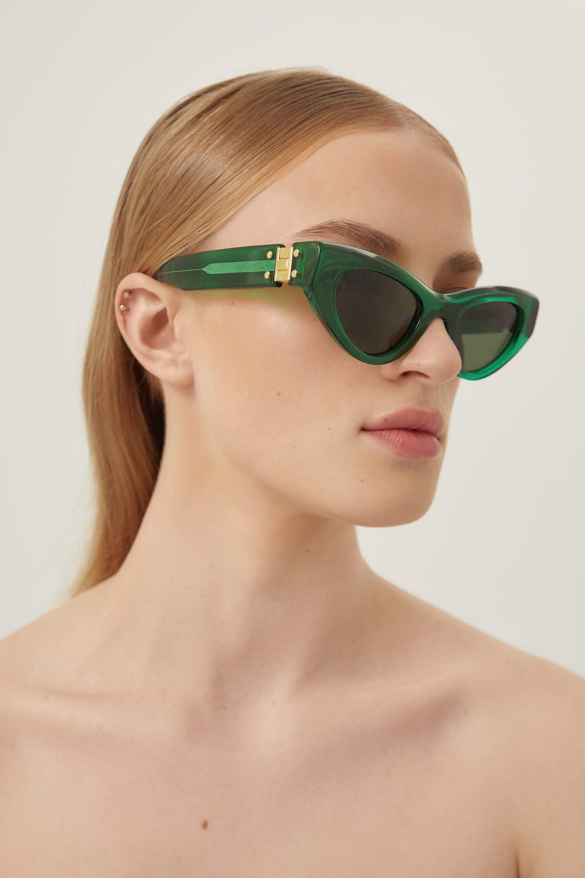 Bottega Veneta green cat eye sunglasses