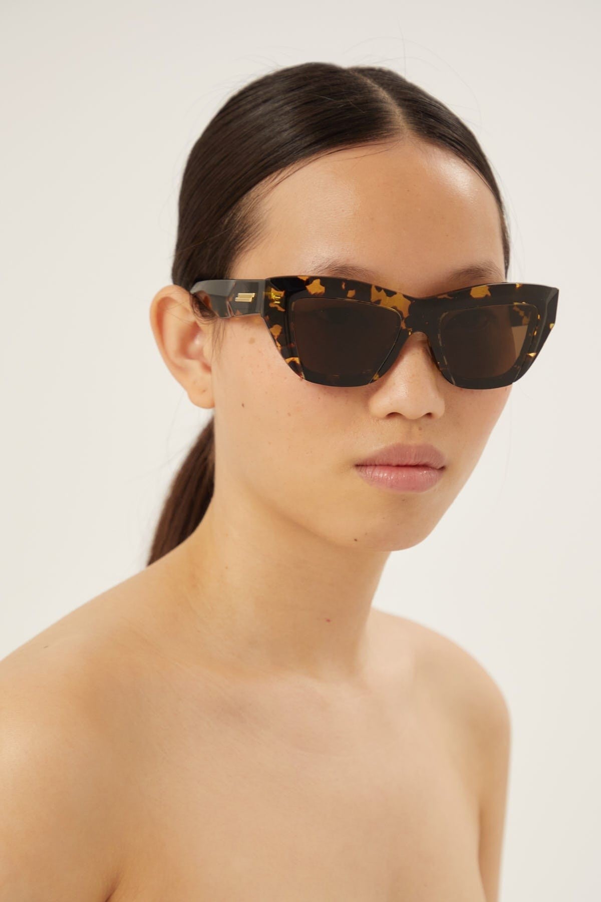 Bottega Veneta havana cat eye geometrical sunglasses