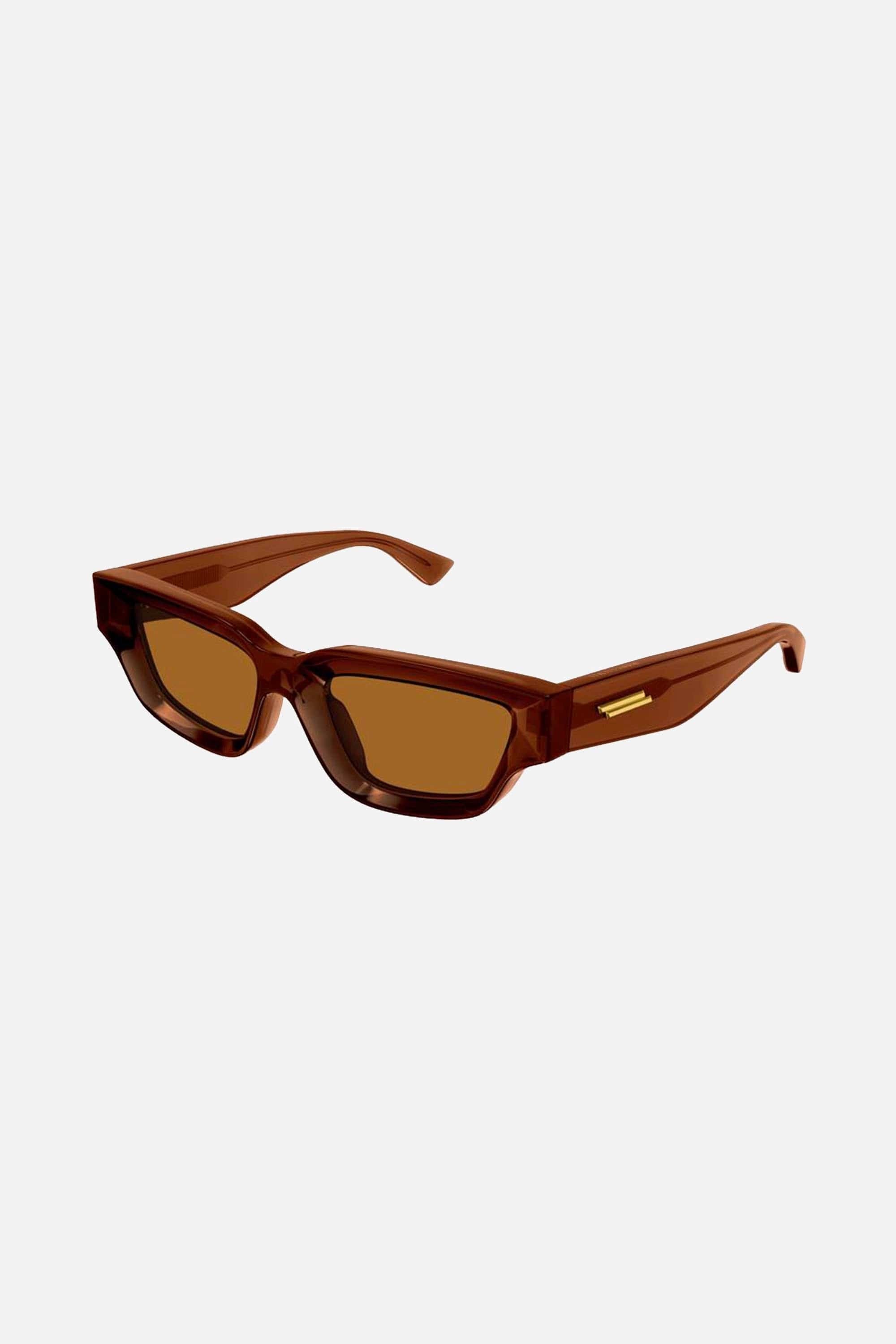 Bottega Veneta micro rectangular orange sunglasses