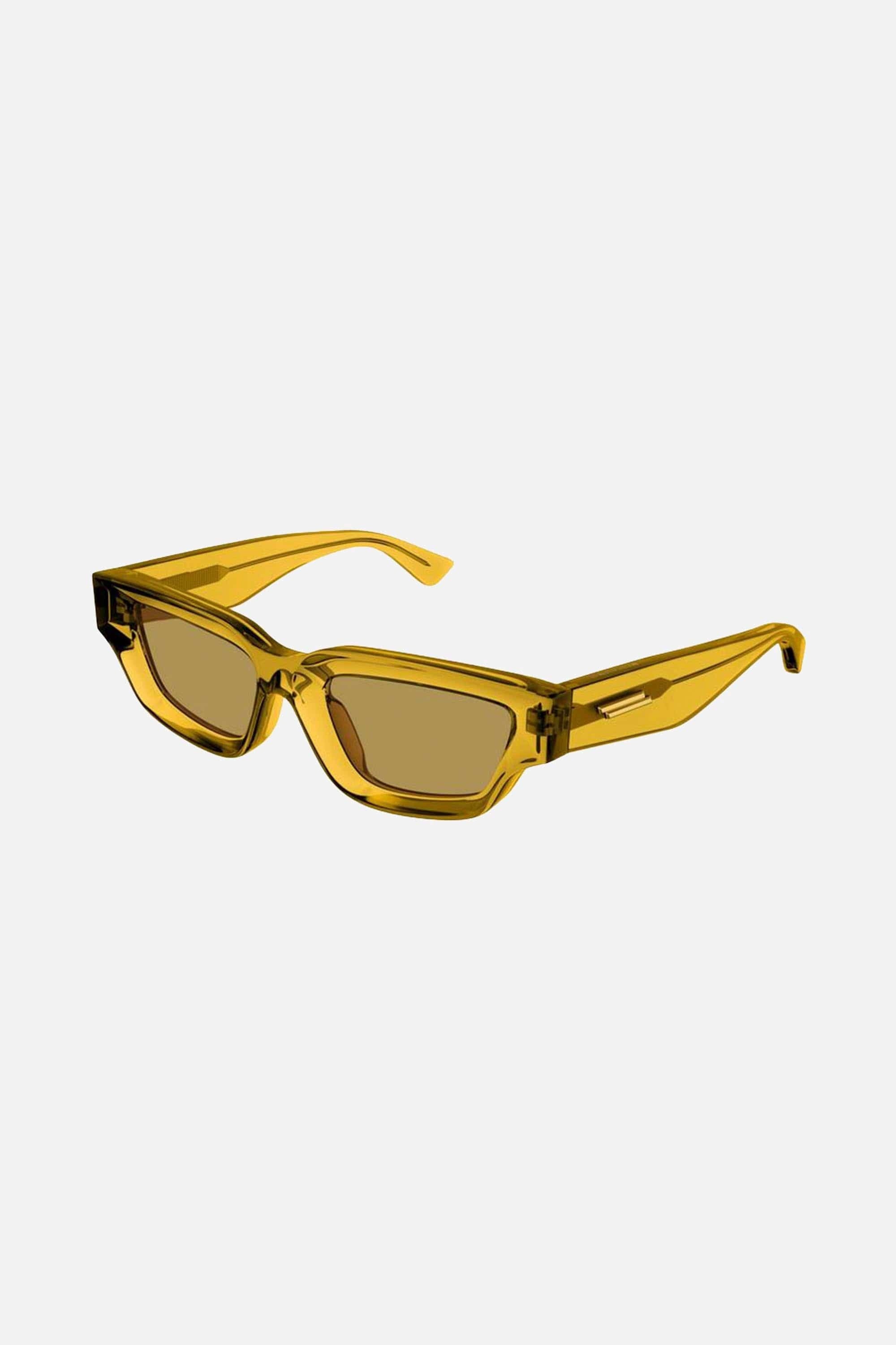 Bottega Veneta micro rectangular yellow sunglasses