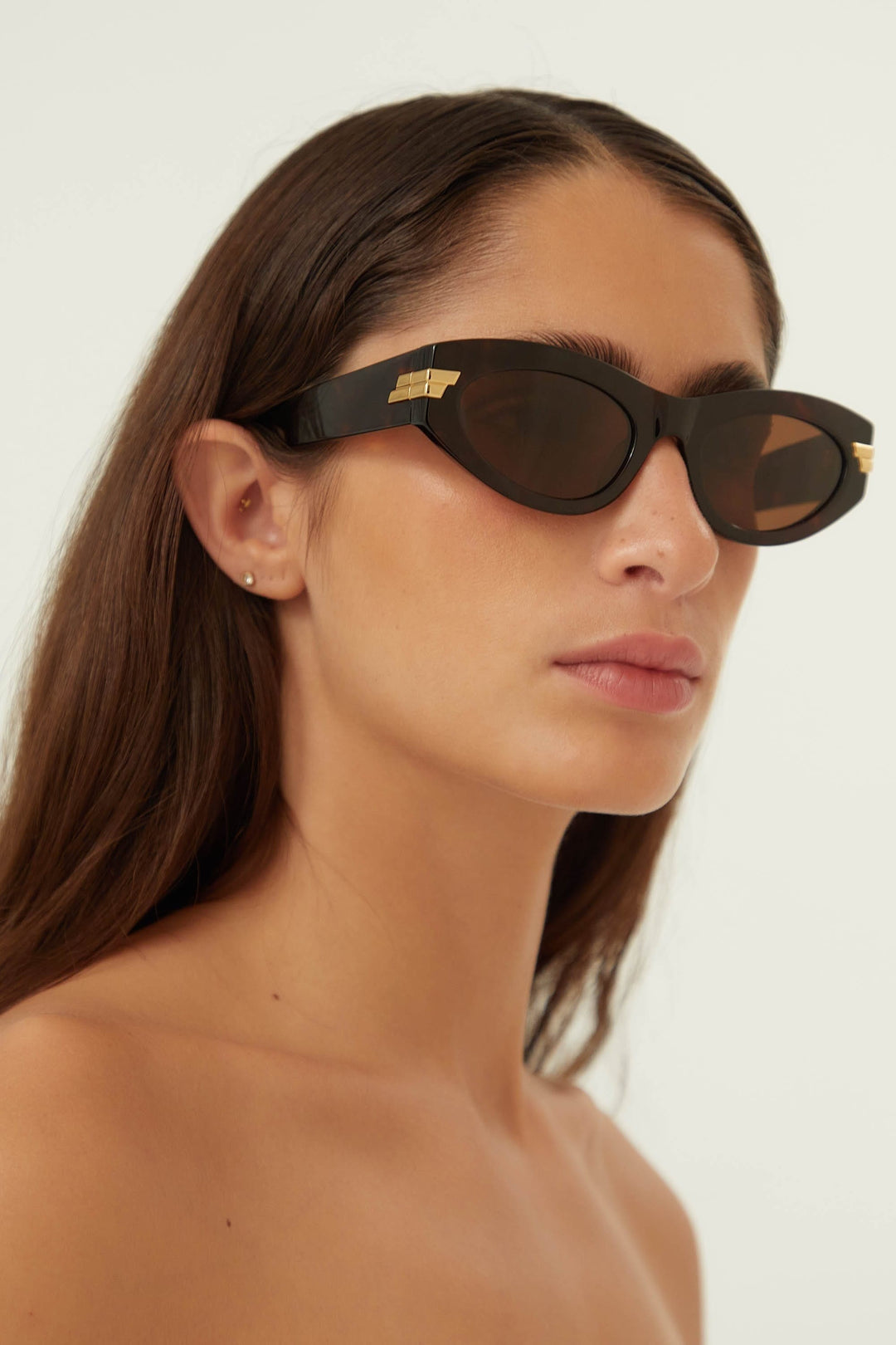 Bottega Veneta oval havana sunglasses