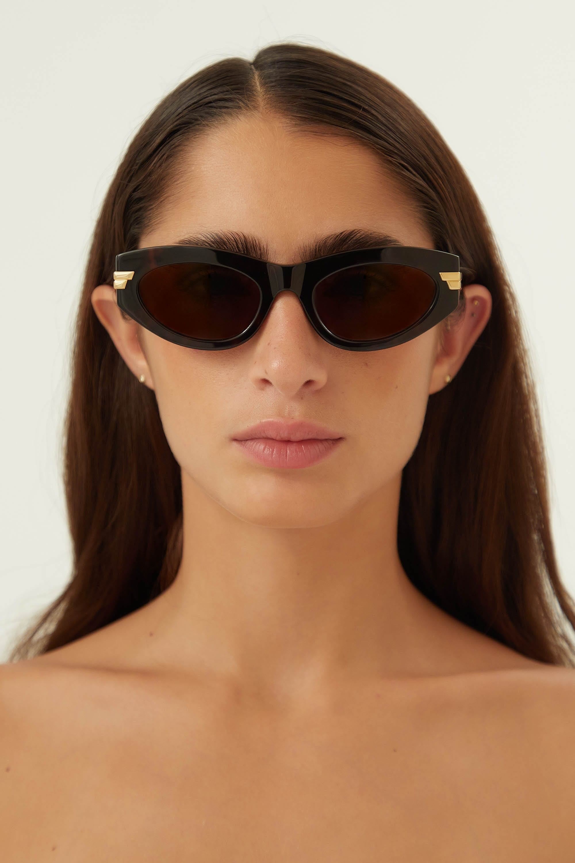 Bottega Veneta oval havana sunglasses