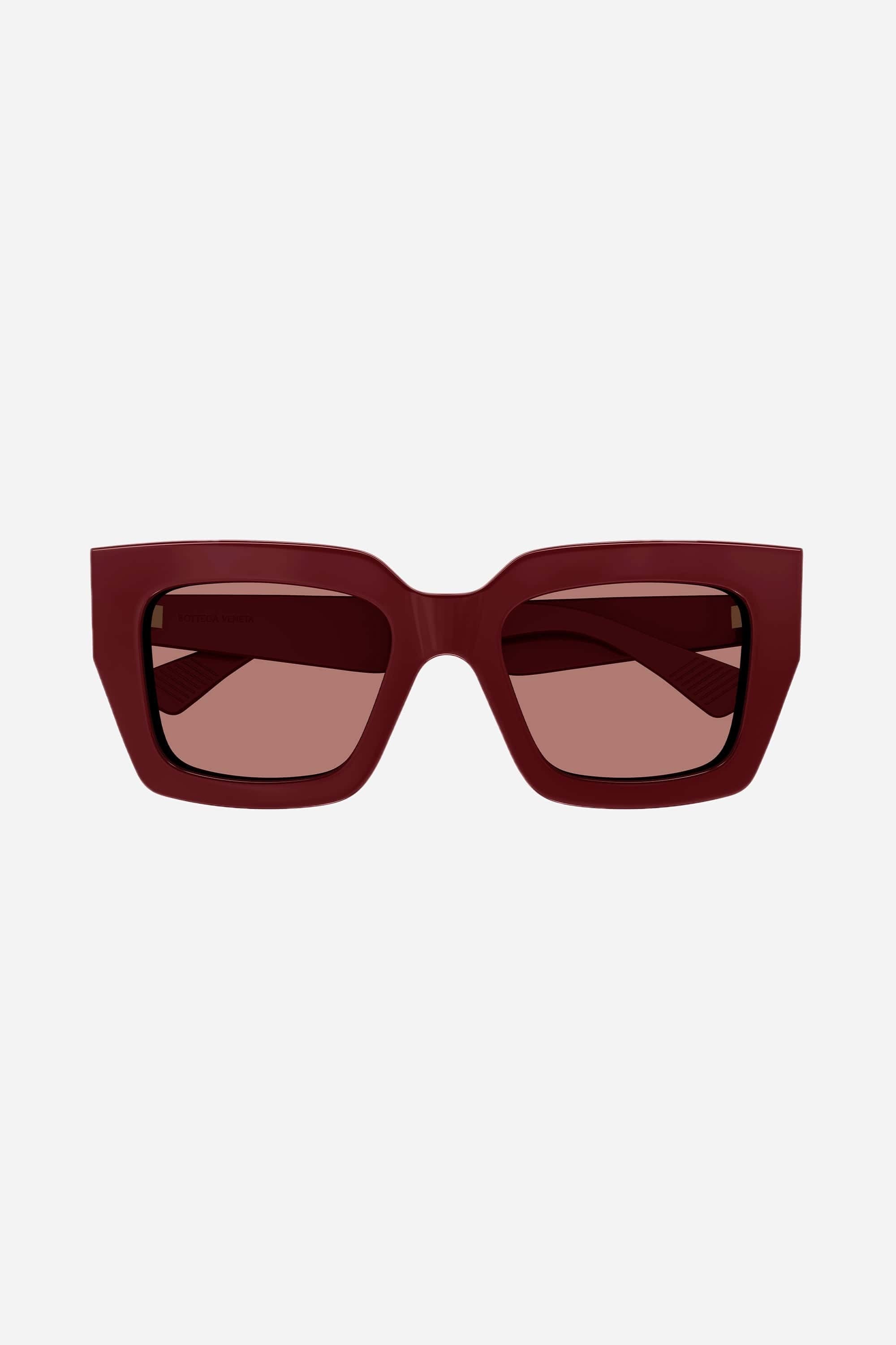 Bottega Veneta squared bold burgundy sunglasses