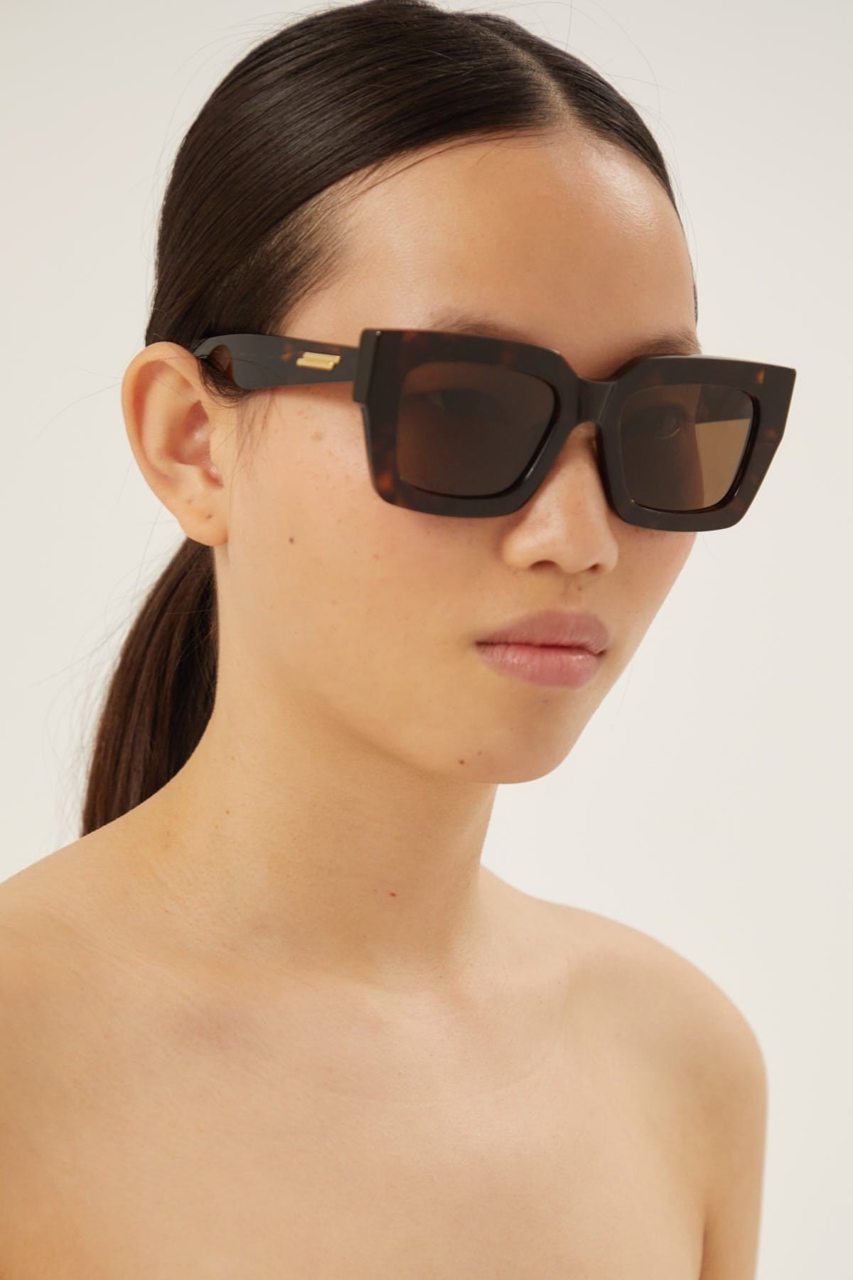 Bottega Veneta squared bold havana sunglasses