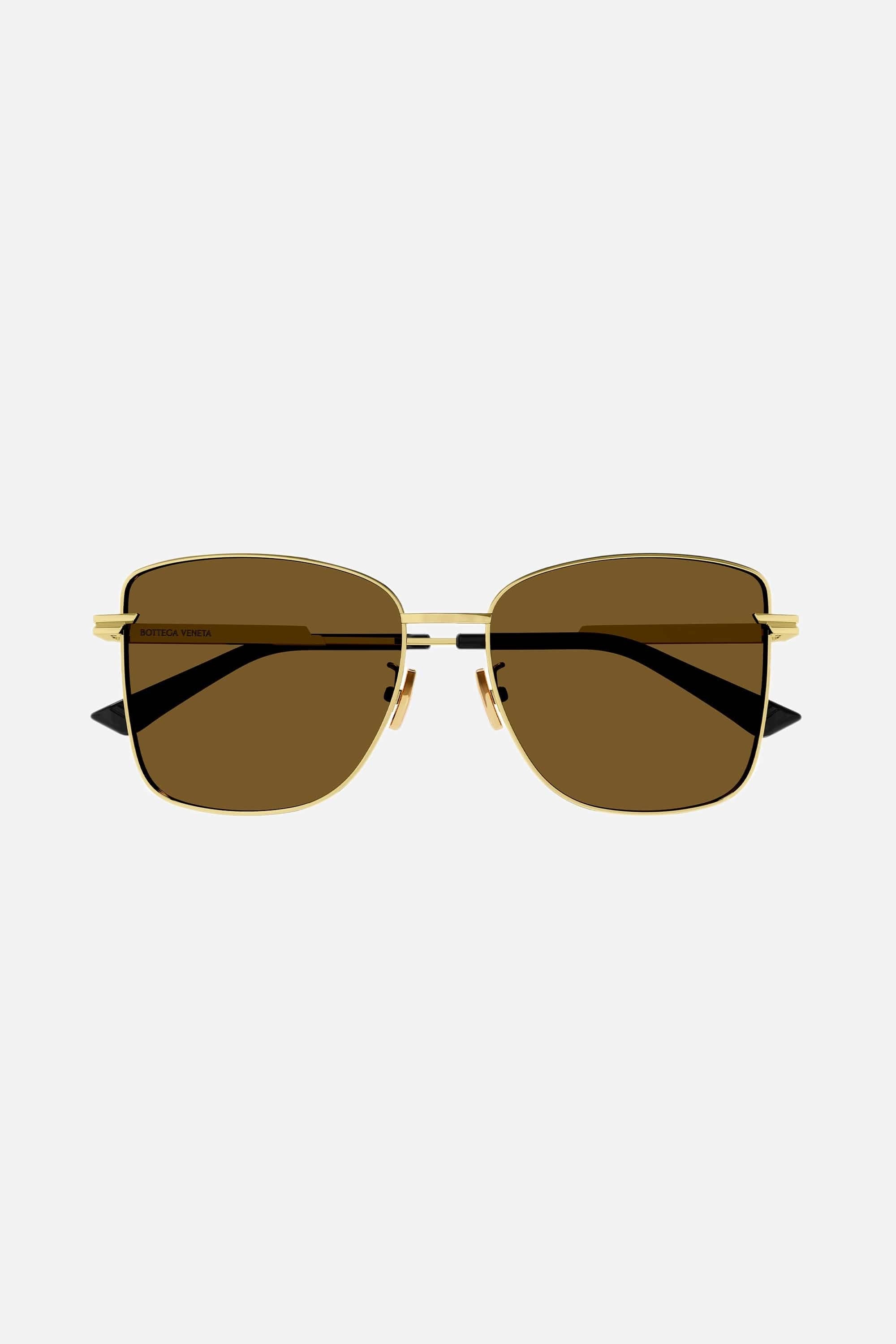 Bottega Veneta squared cat eye gold sunglasses