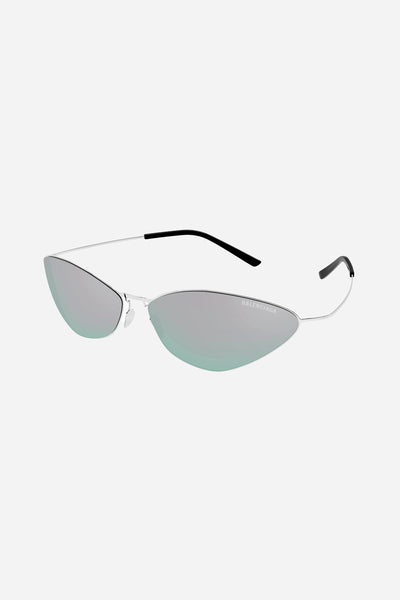 Metallic single piece silver Balenciaga sunglasses – Eyewear