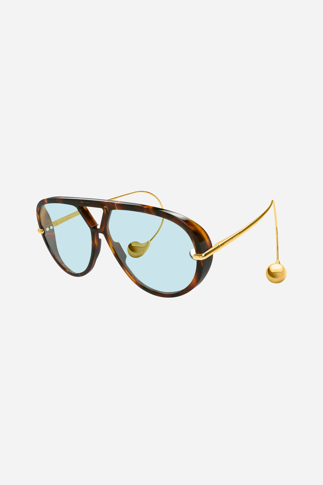 Bottega Veneta brown and gold sunglasses with blue lense