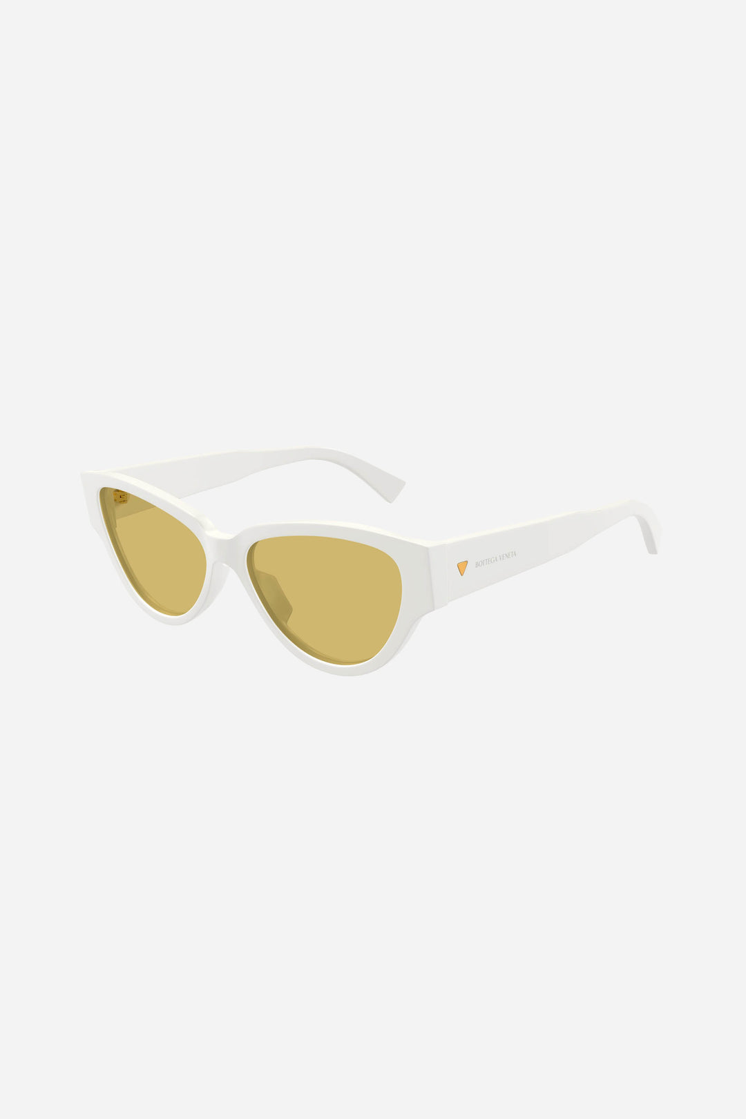 White cat-eye sunglasses with yellow lense