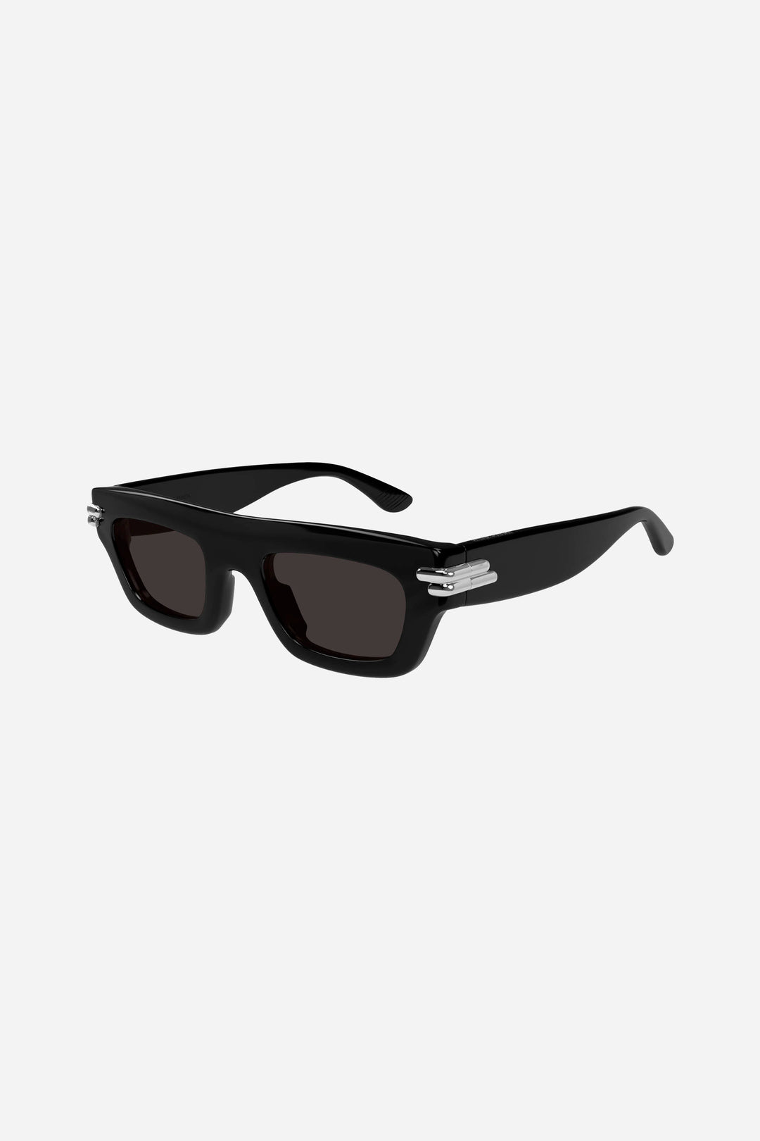 Rectangular black unisex sunglasses with grey lense