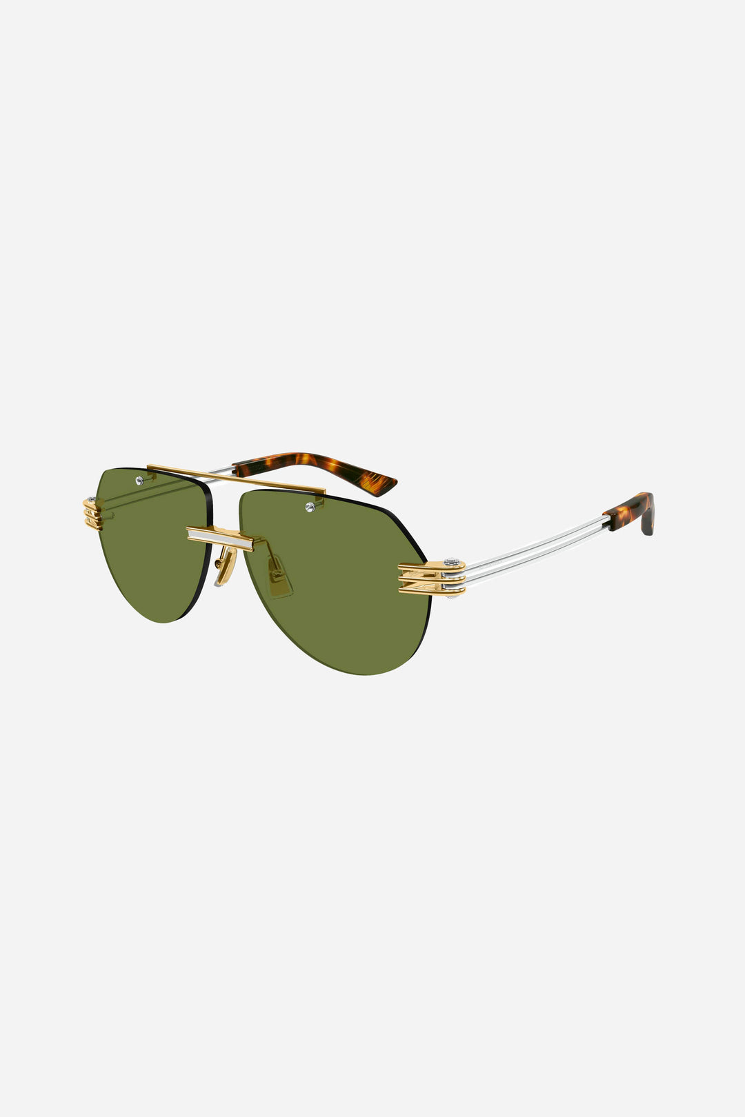 Unisex gold and green pilot sunglasses