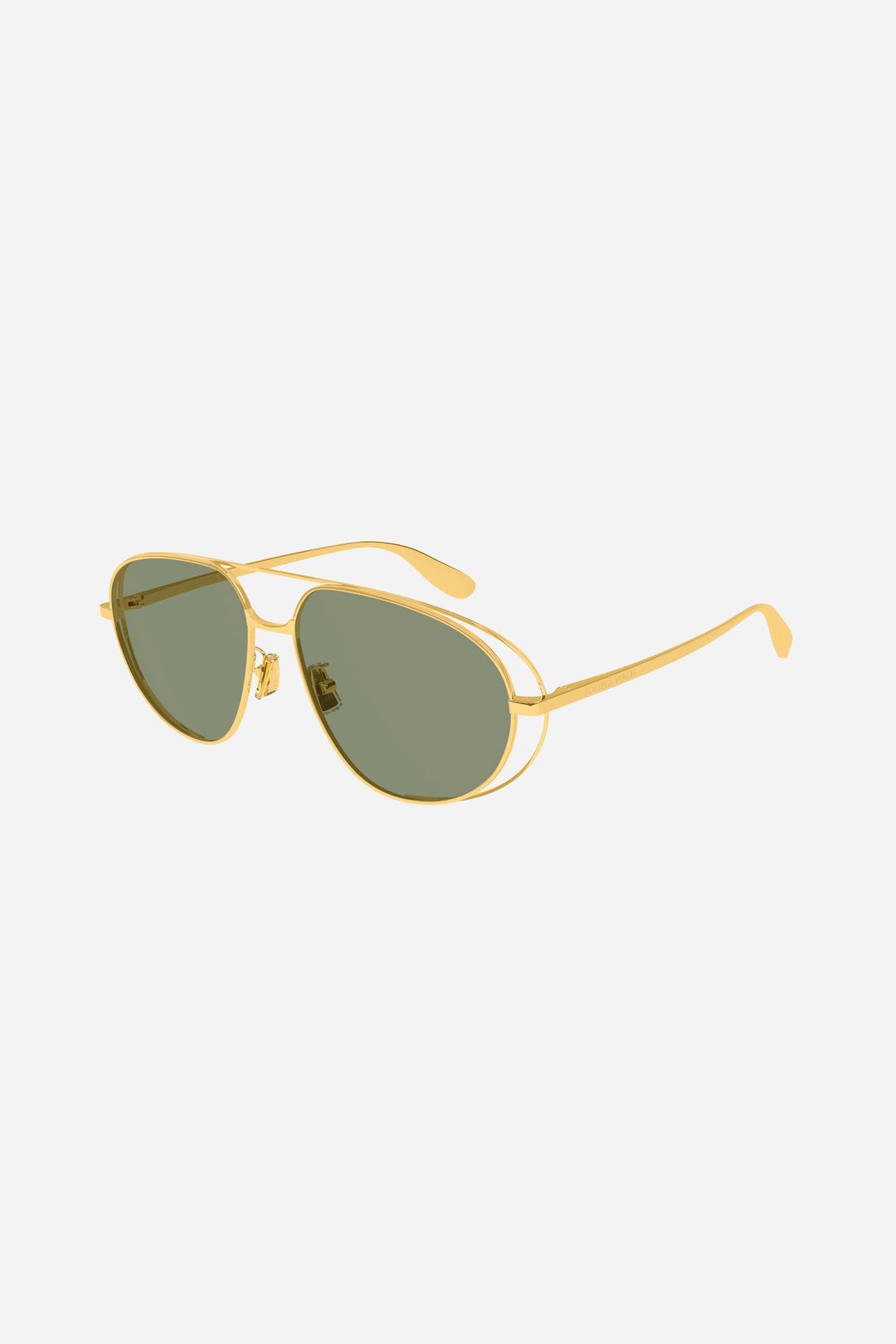 Unisex gold and green pilot sunglasses