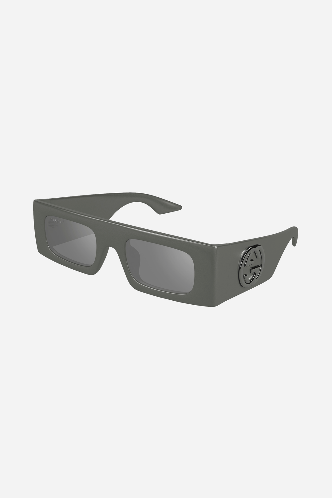 Rectangular grey Gucci sunglasses with grey logo