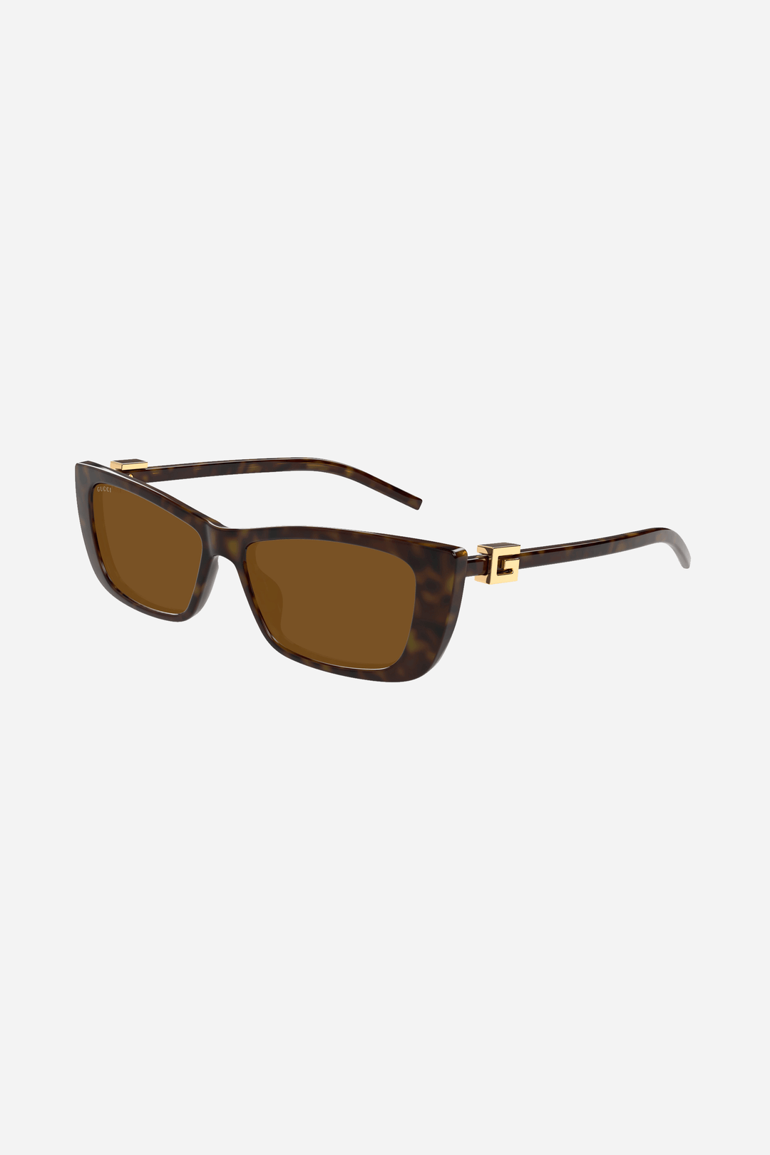 Havana brown cat-eye Gucci sunglasses with gold logo