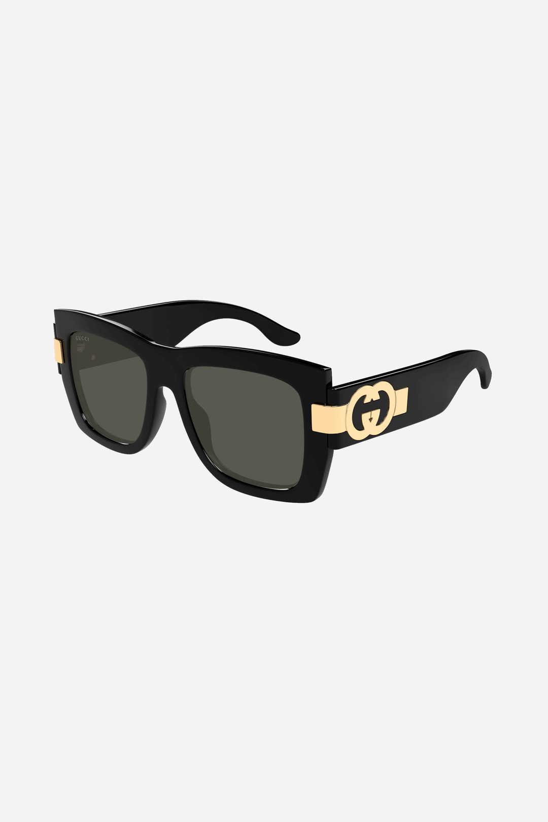 Black Gucci sunglasses with gold logo