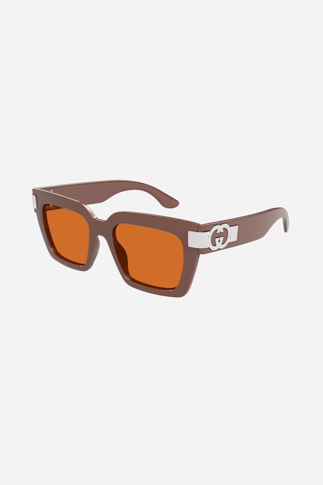 Brown squared Gucci sunglasses with silver logo