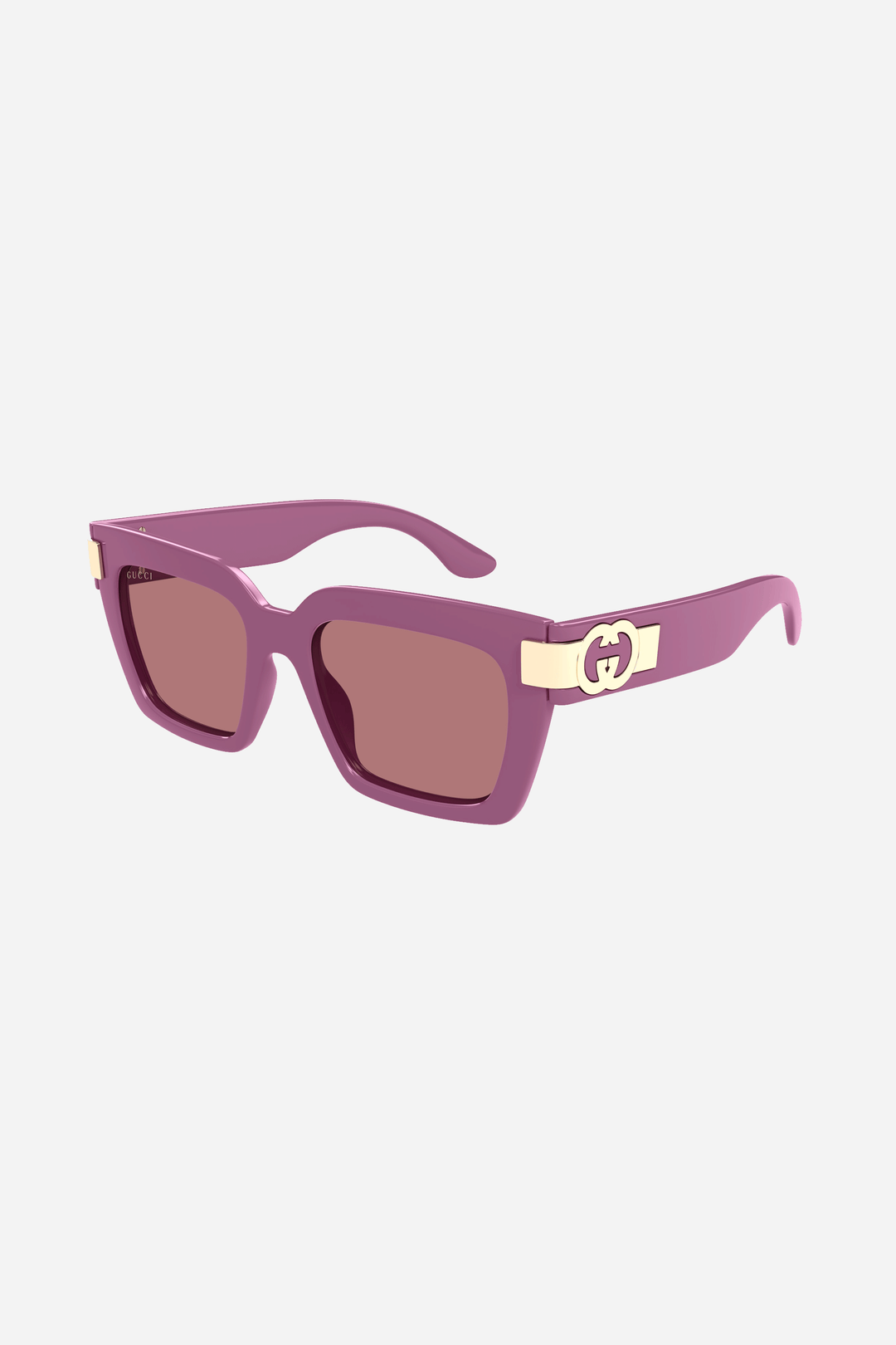 Violet squared Gucci sunglasses with gold logo