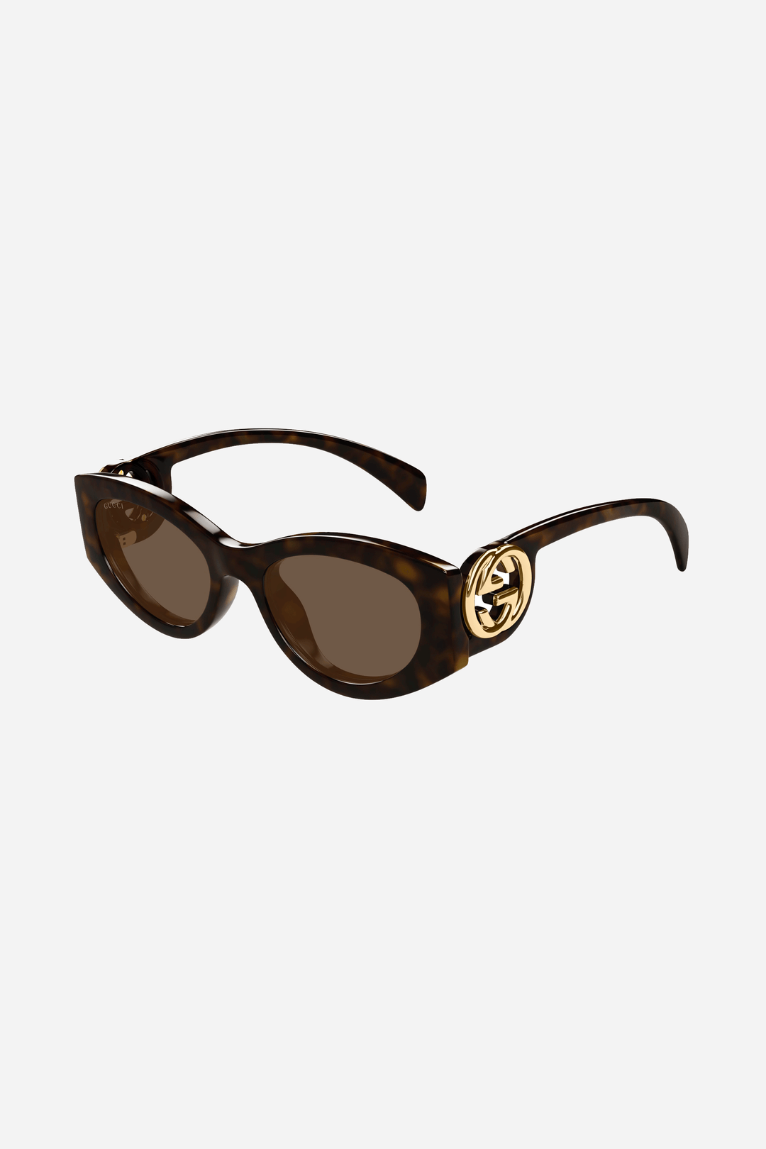 Havana Brown oval Gucci sunglasses with gold logo