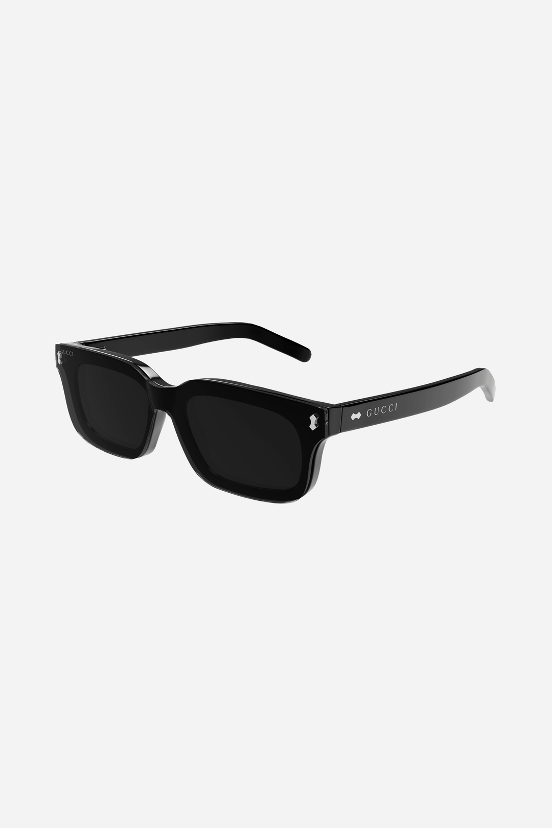 Black rectangular Gucci sunglasses made with recycled acetate