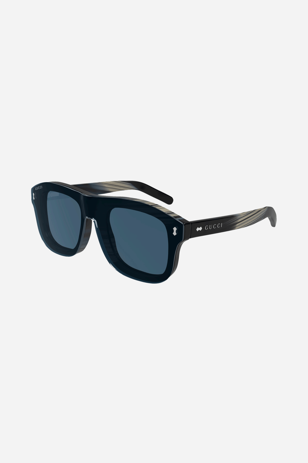 Black squared Gucci sunglasses with blue lense